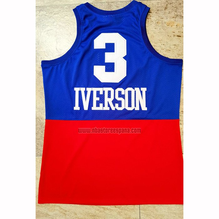 Camiseta Philadelphia 76ers Allen Iverson NO 3 Retro Azul Rojo